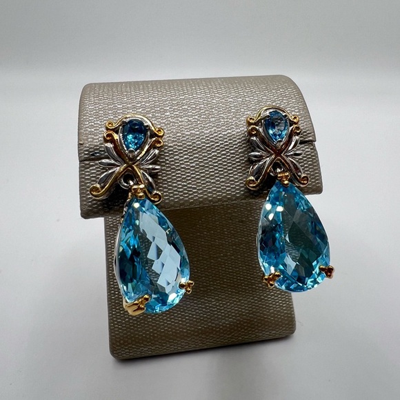 Gems en Vogue Blue Topaz Dangle Earrings - Picture 3 of 6